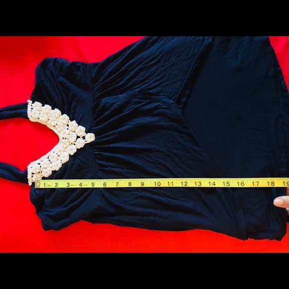 Elegant Navy Blue Halter Top with Pearl Beading - Picture 4 of 7